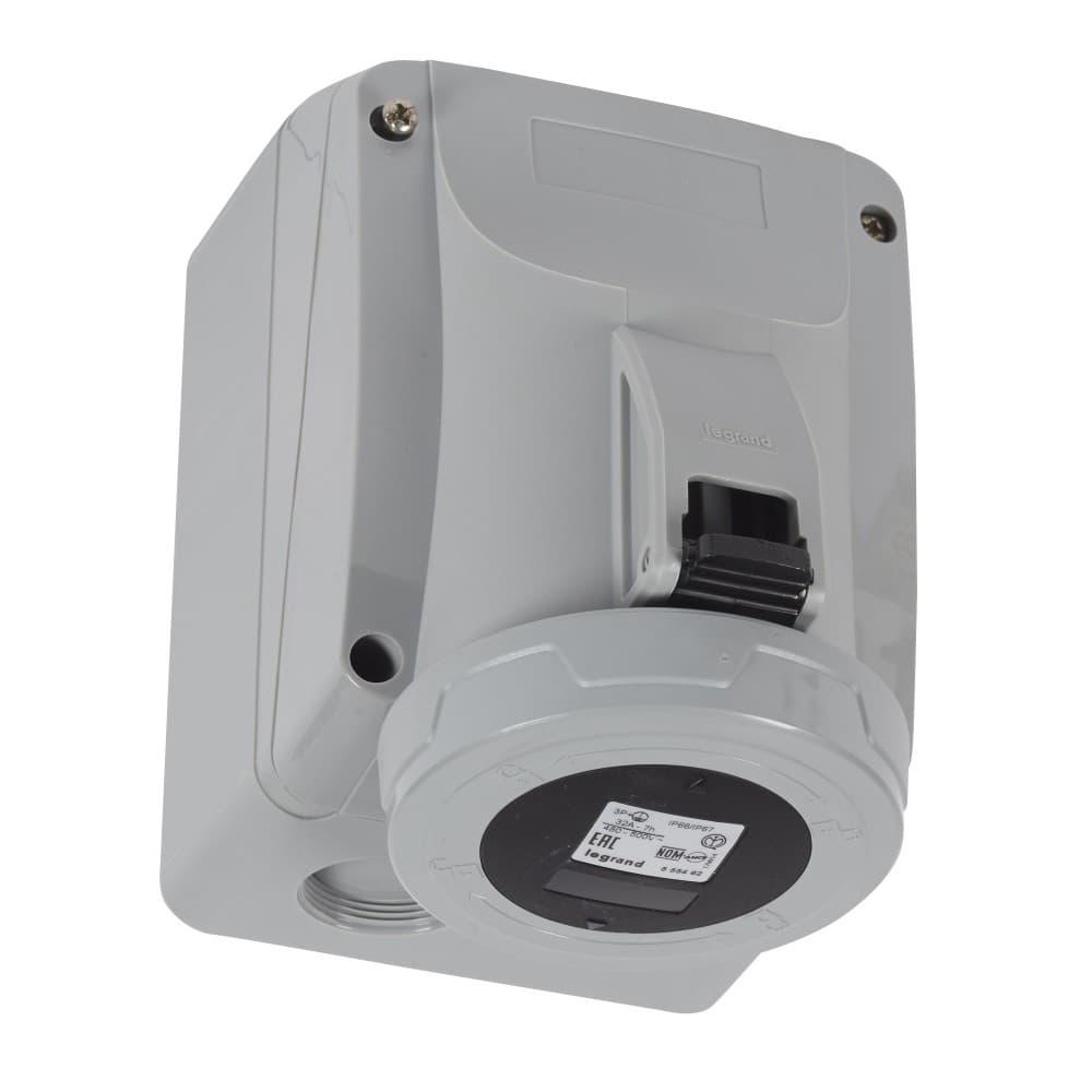 TOMA INDUSTRIAL ADOSABLE 3P+T 32A 500VAC NEGRO 7H IP67 555462