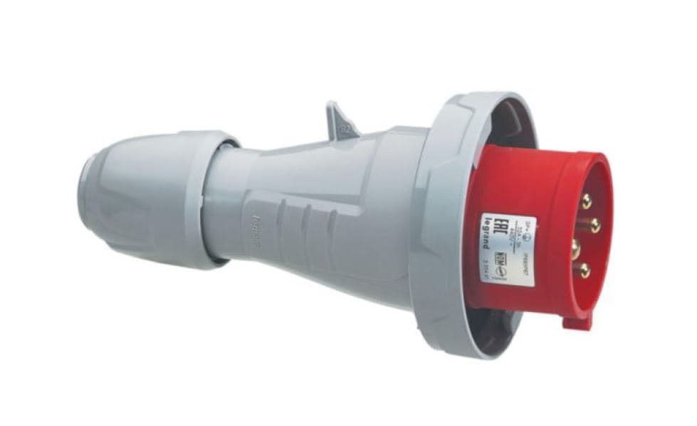 ENCHUFE INDUSTRIAL AEREO 3P+T 32A 440V ROJO 3H IP67 555441