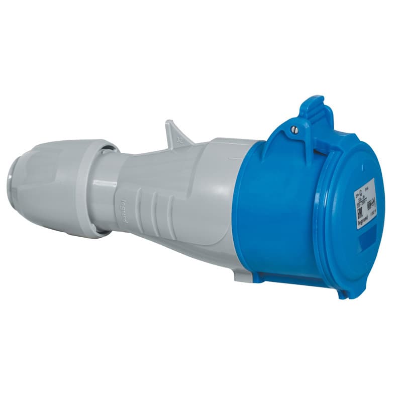 TOMA INDUSTRIAL AEREO 2P+T 16A 250VAC AZUL 6H IP44 555104