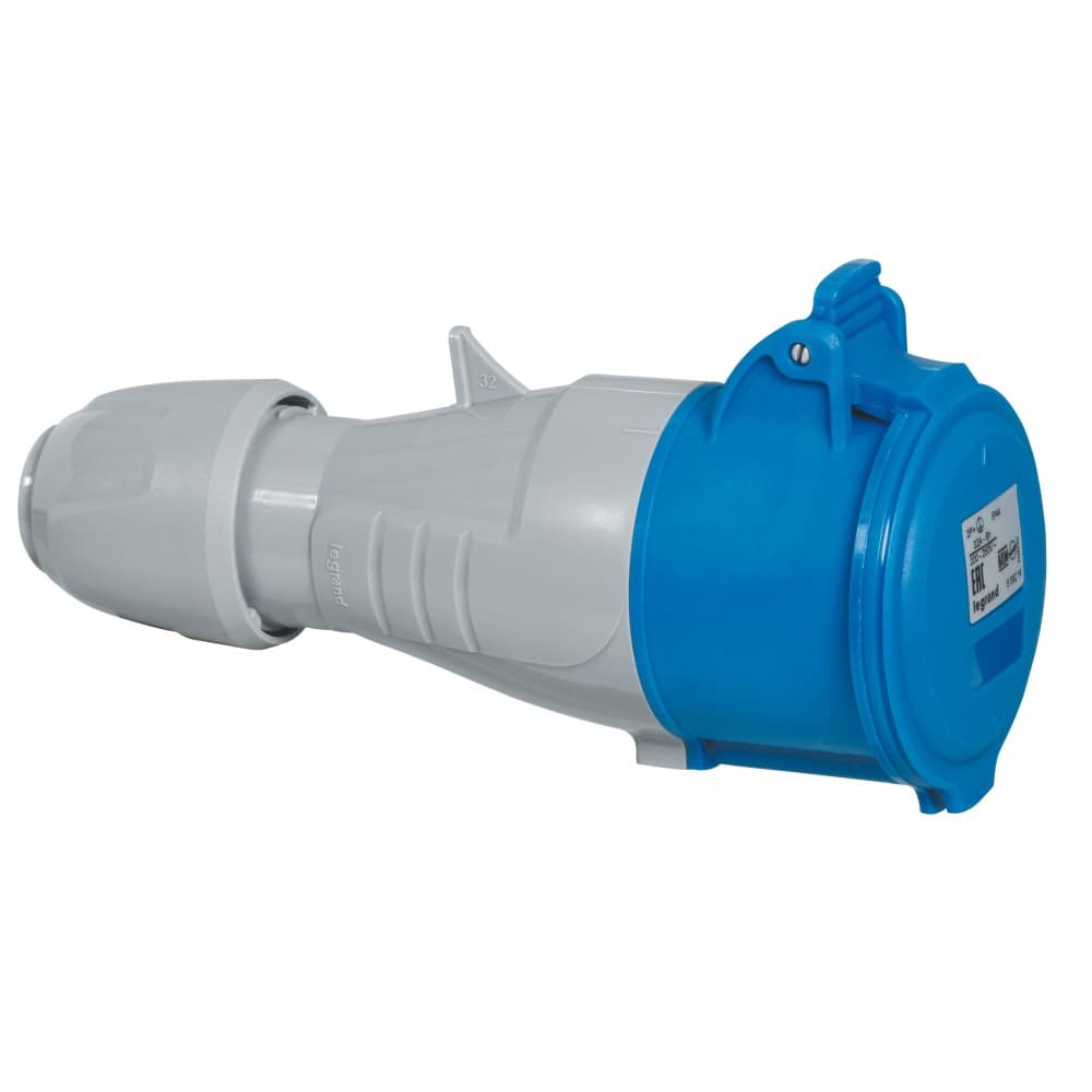 TOMA INDUSTRIAL AEREO 2P+T 32A 250VAC AZUL 6H IP44 555214