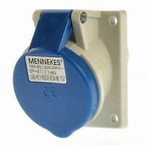 TOMA INDUSTRIAL EMPOTRADO 2P+T 16A 250VAC AZUL 6H IP44 1463